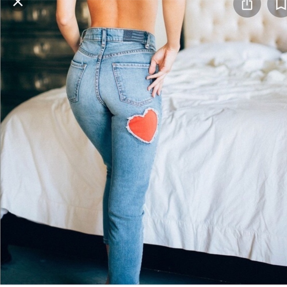 Revice Mon Amour Cropped  Red Heart Jeans Size 26
